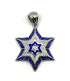 14K Gold & Diamond With Blue Enamel Star of David Necklace